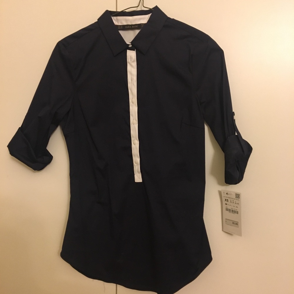 Blue button down from zara, new with tags size xs